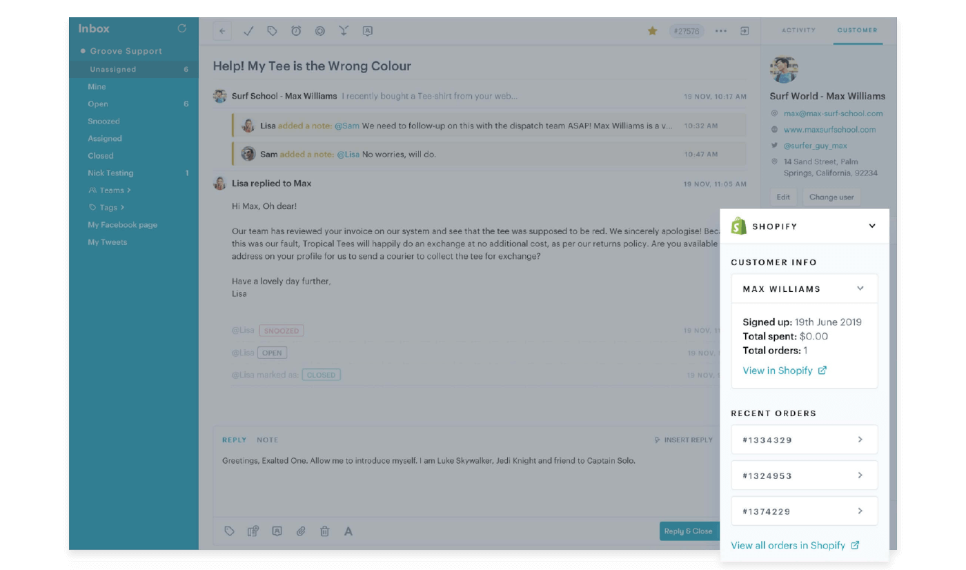Customer service app 3 Shopify