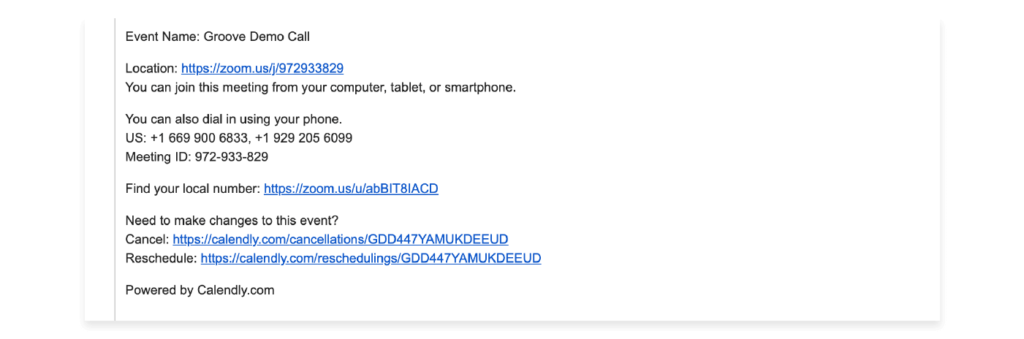 zoom links embedded in calendar invites