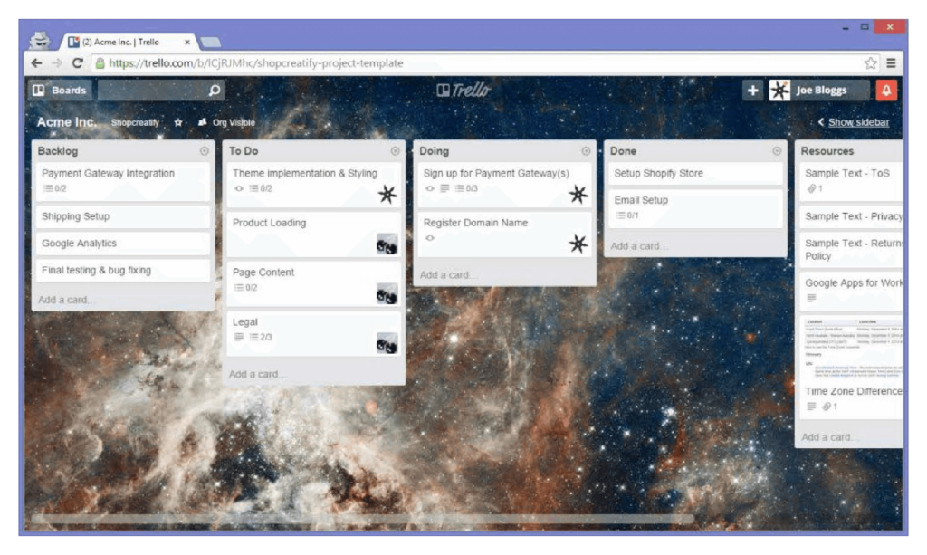 e-commerce trello board