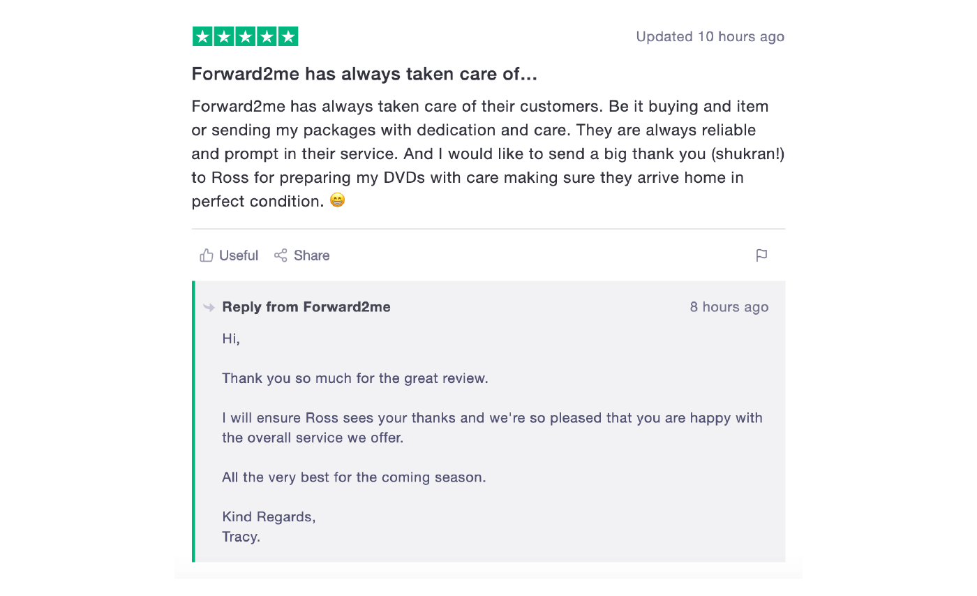 Good Customer Service Reviews Examples 3 trustpilot review response