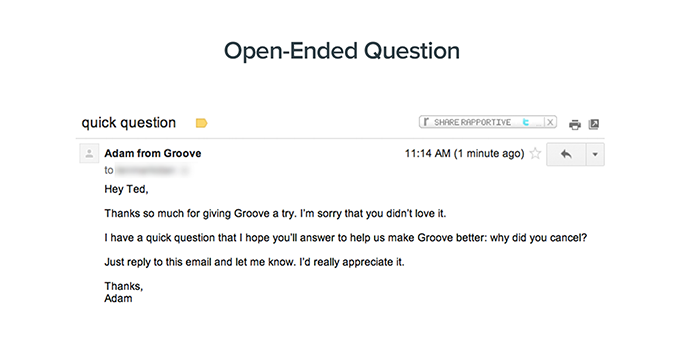 Customer exit survey: Our Open-Ended Question email