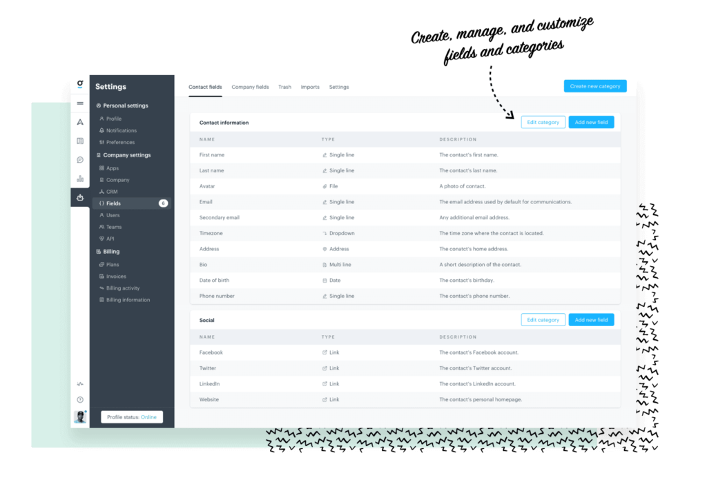 Powerful data management with custom fields