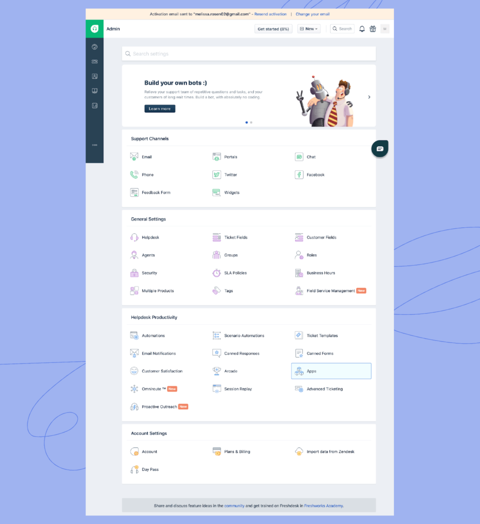 Freshdesk admin panel